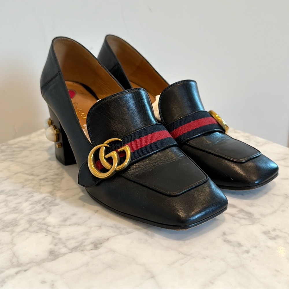 Gucci Peyton Pearl Embellished Hells, size: EU39.5
